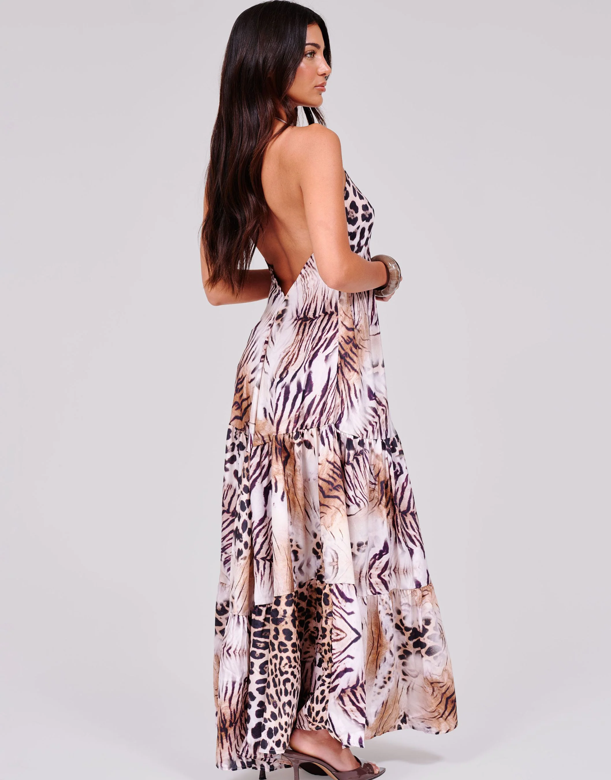 Willow Halterneck Maxi Dress in Animal Print - Image 3