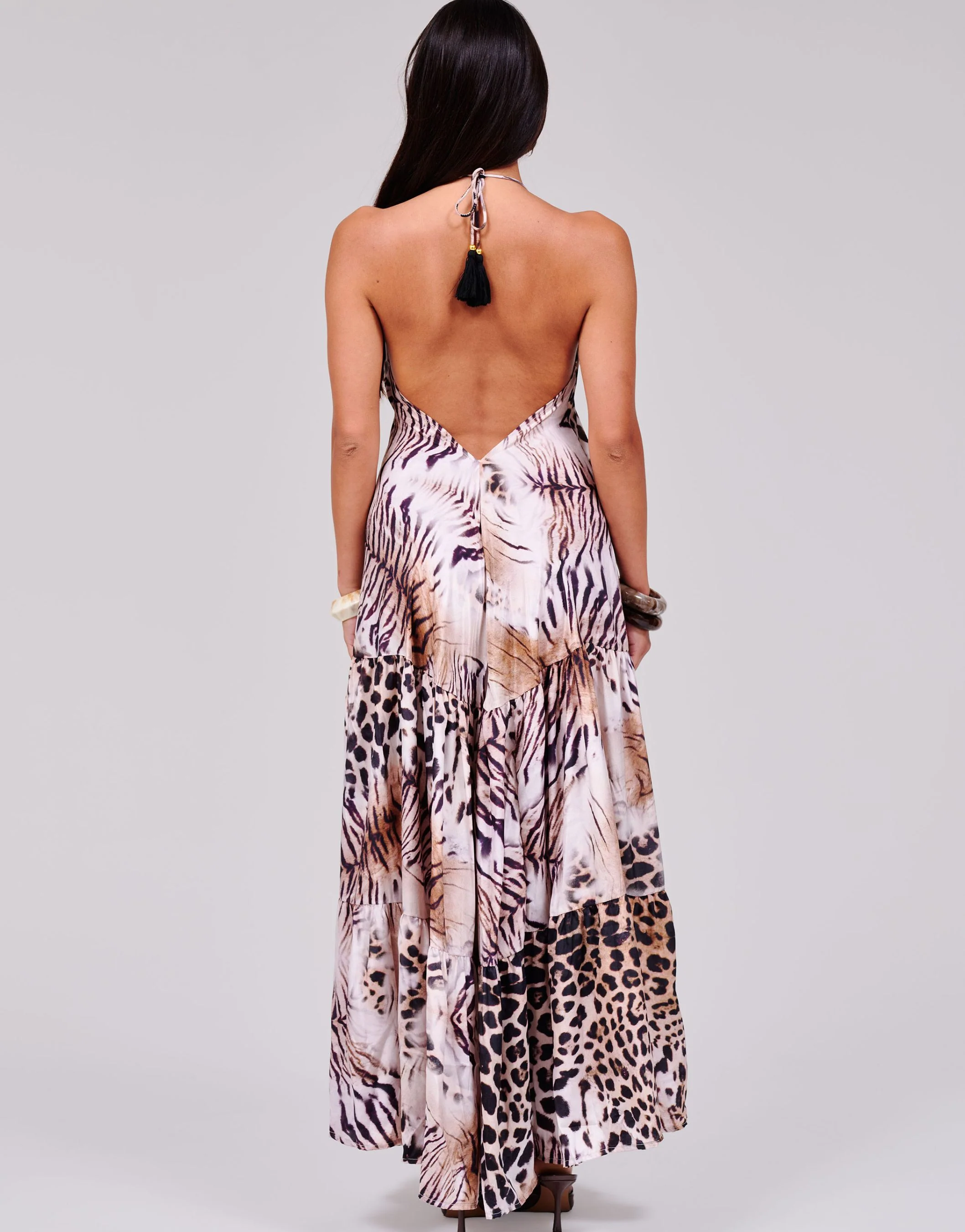 Willow Halterneck Maxi Dress in Animal Print - Image 5