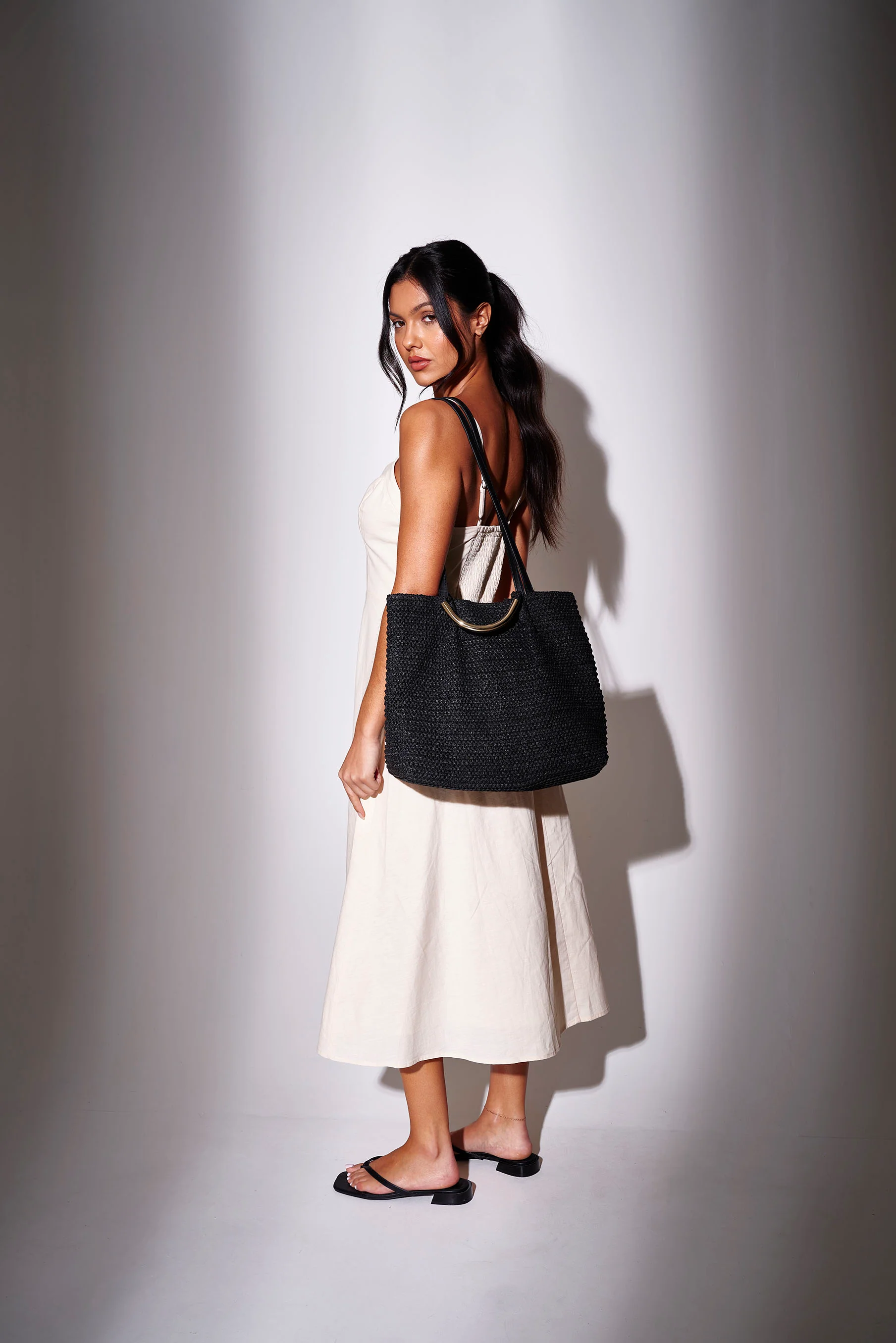 Harbour Gold Handle Bag in Black - Image 4