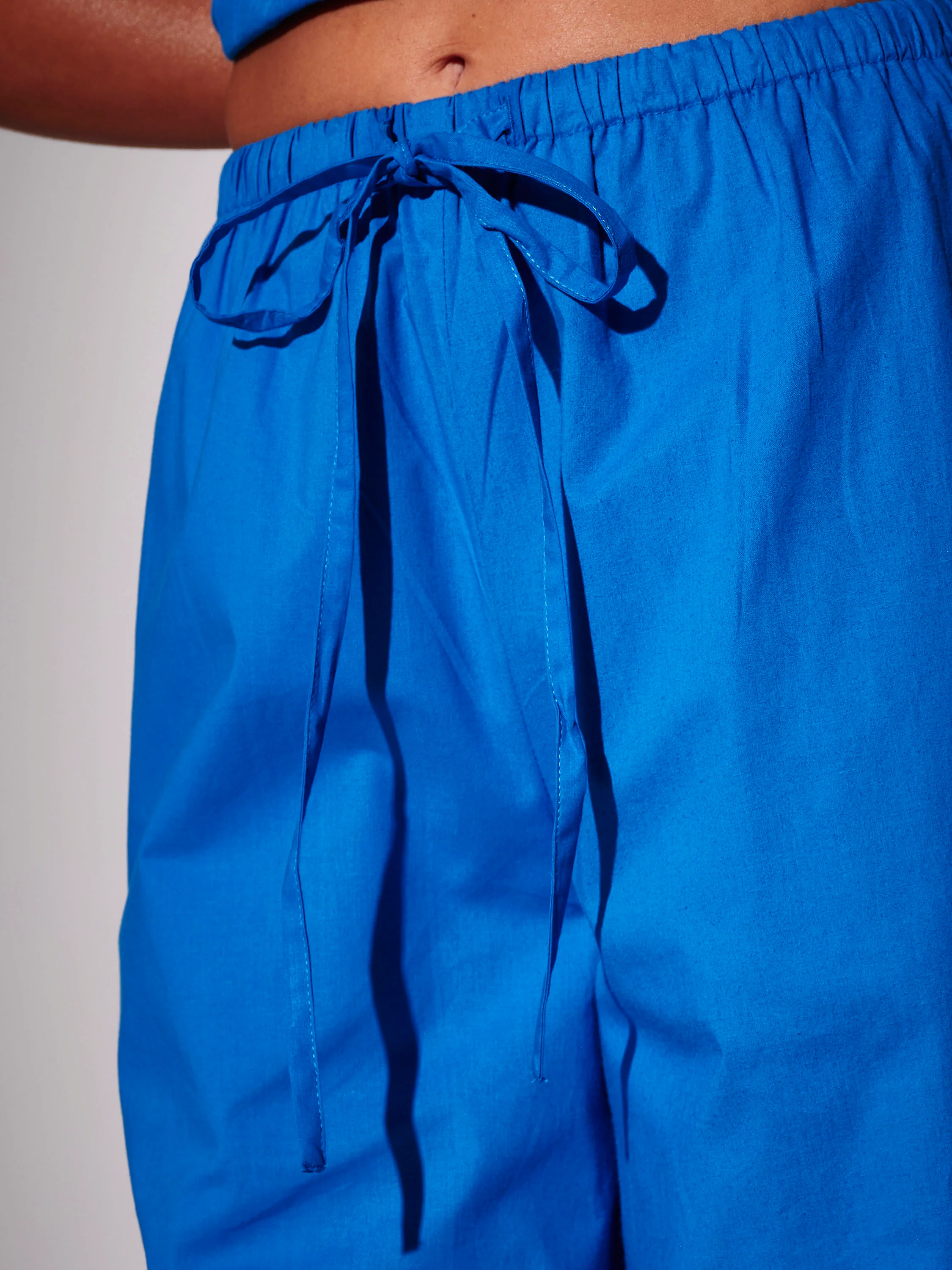 Sway Wide Leg Cotton Trousers in Blue - Image 3