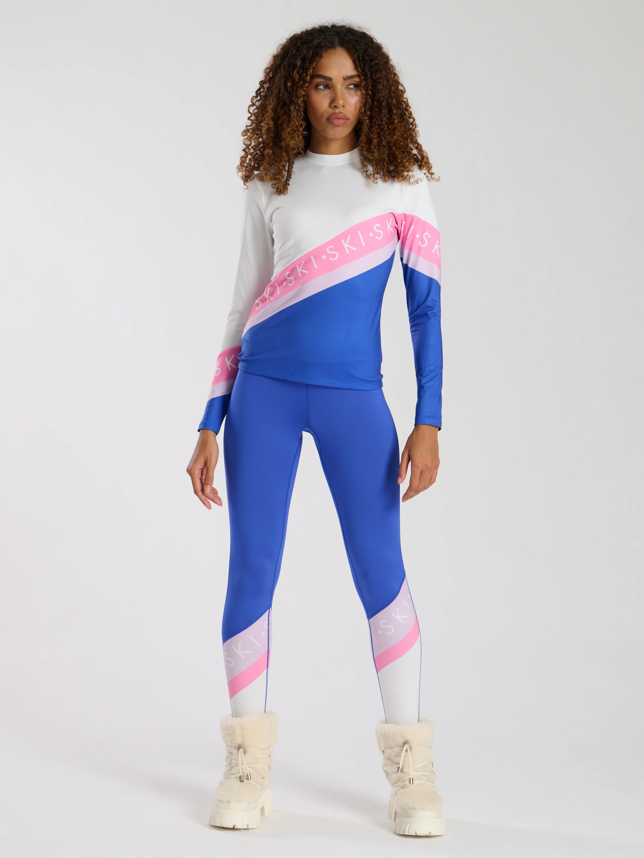 Alpine Ski Slogan Legging in Blue - Image 5