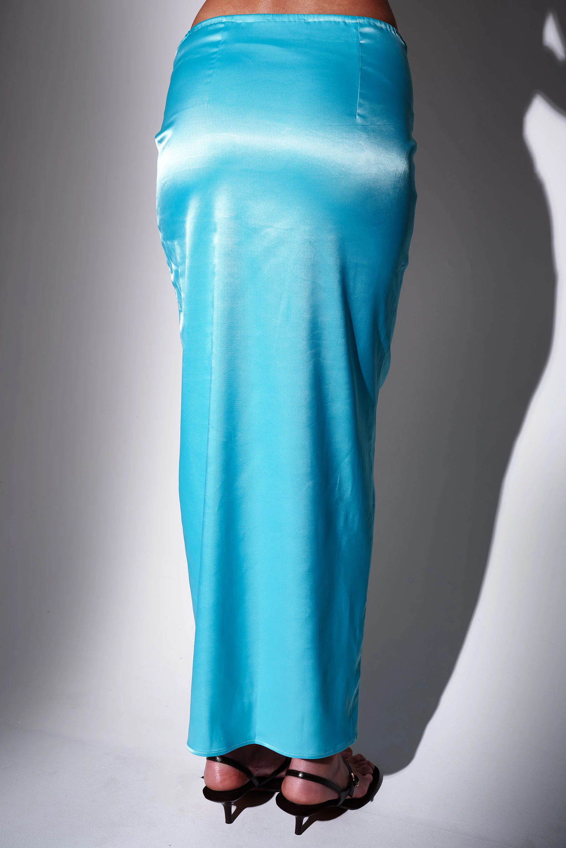 Margot Satin Twisted Midi Skirt in Blue - Image 5