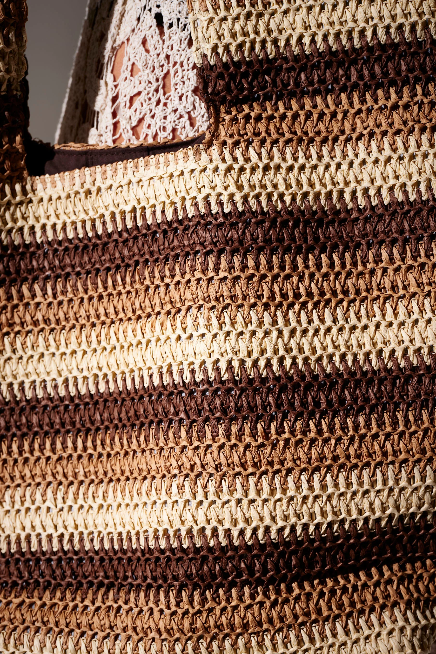 Coastal Oversized Straw Bag in Brown Stripe - Image 3