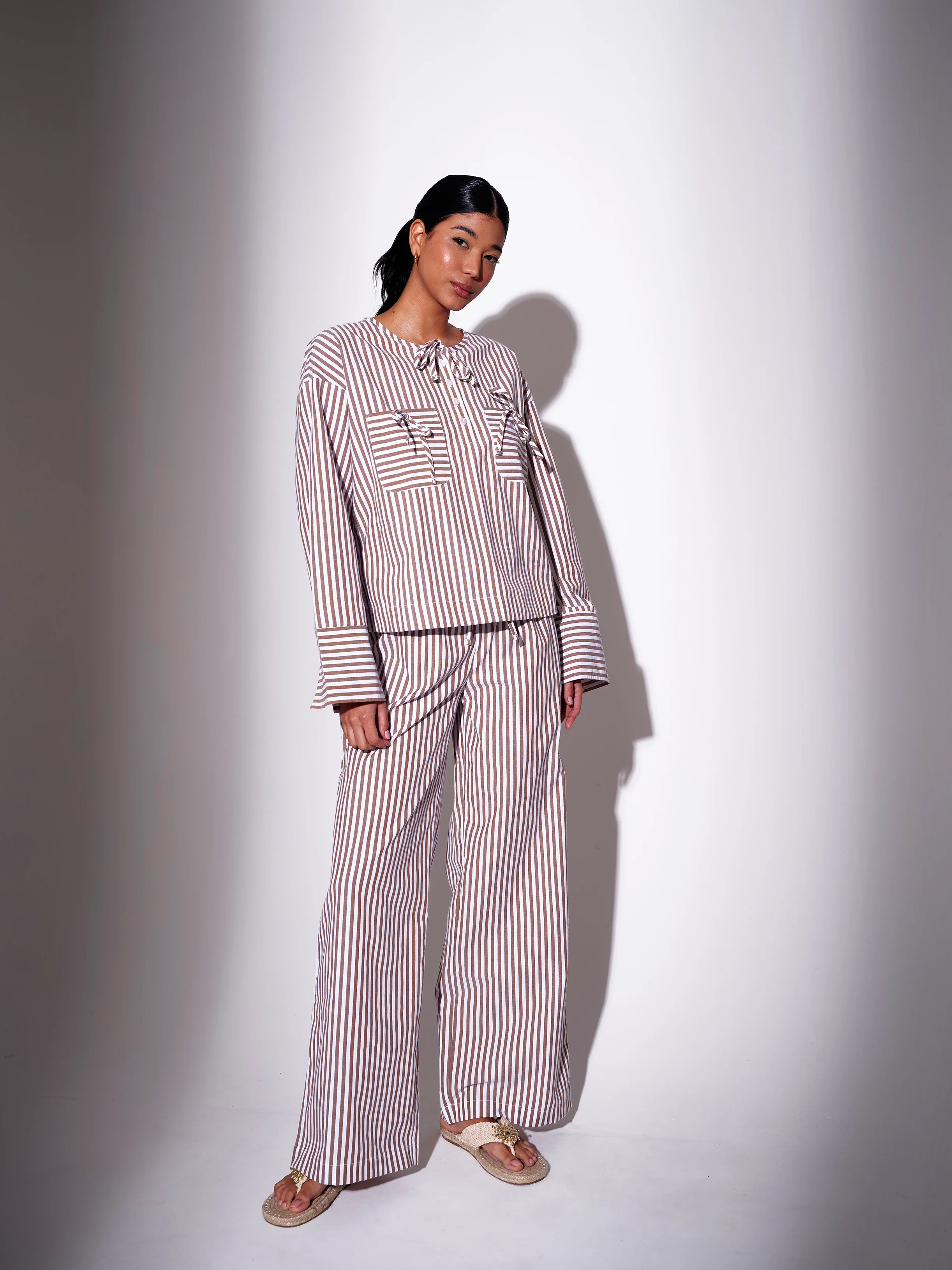 Coast Striped Trousers in Brown - Image 3