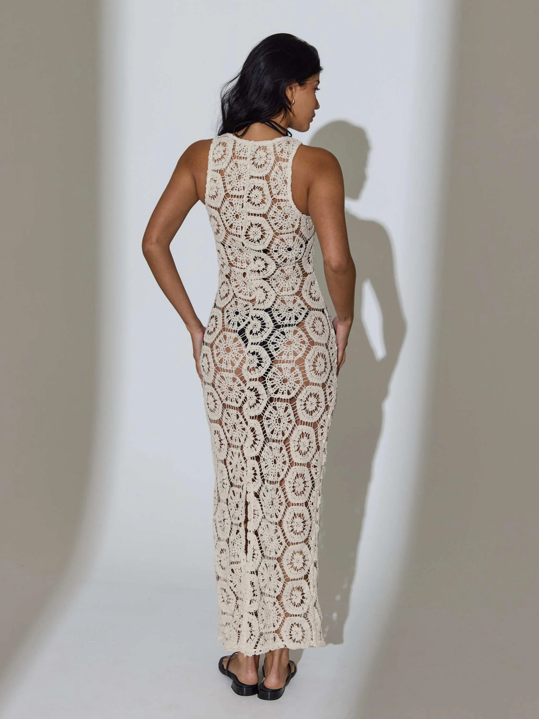 Wander Crochet Maxi Dress in Cream - Image 4