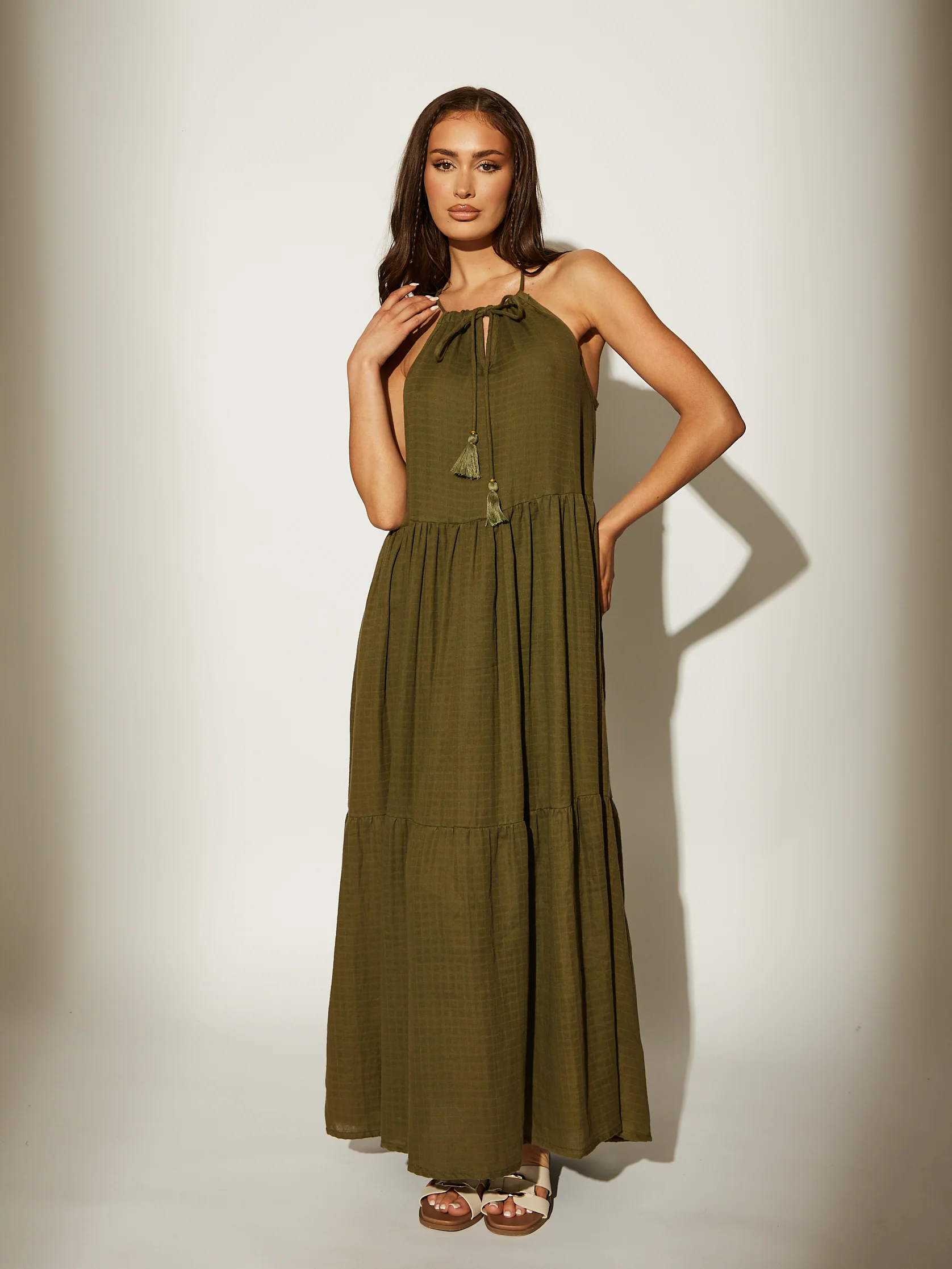 Trooper Cotton Tie Front Maxi Dress