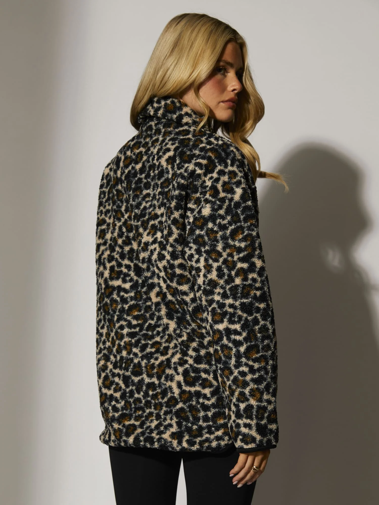 Zip It Borg Oversized Jacket in Leopard - Image 6
