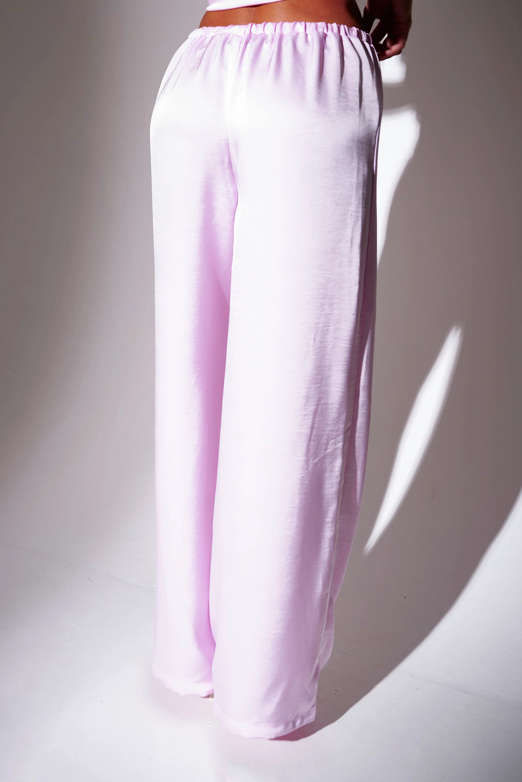 Monaco Satin Wide Leg Trousers in Pink - Image 6