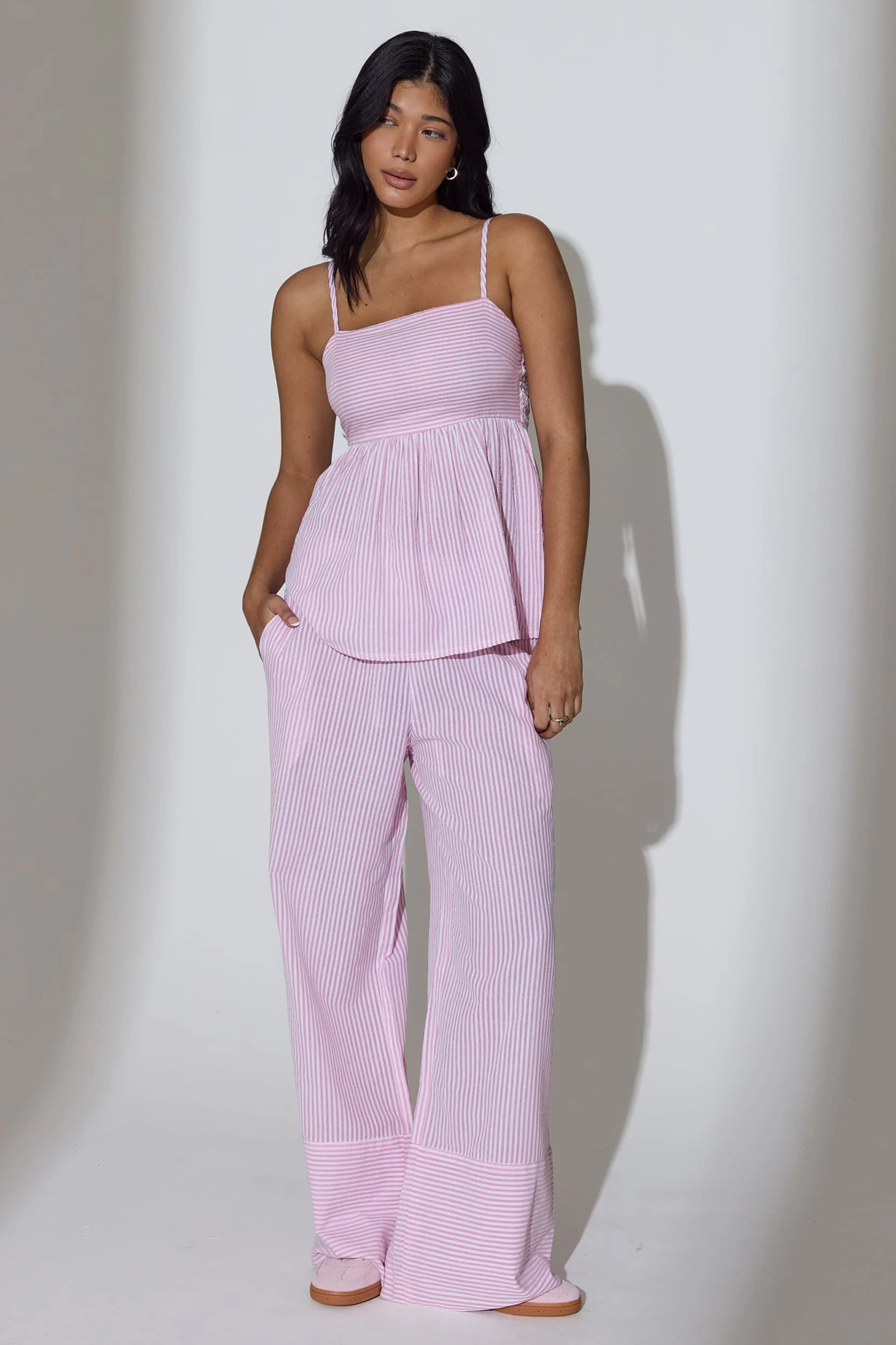 Boardwalk Striped Cuff Trousers in Pink