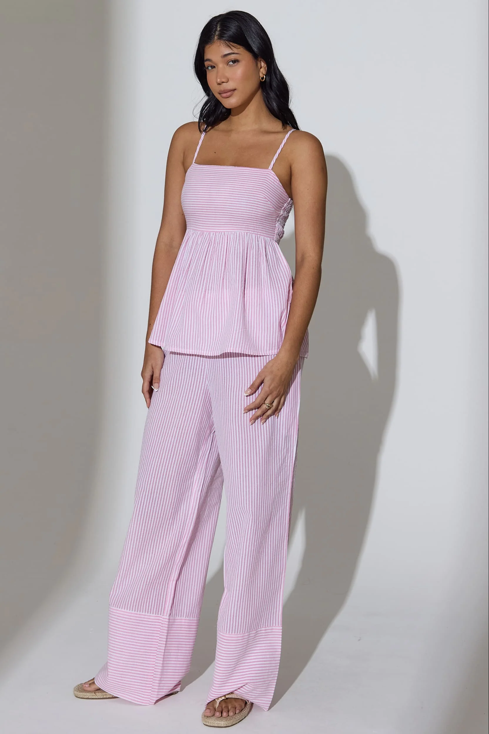 Daisy Striped Peplum Top in Pink - Image 3
