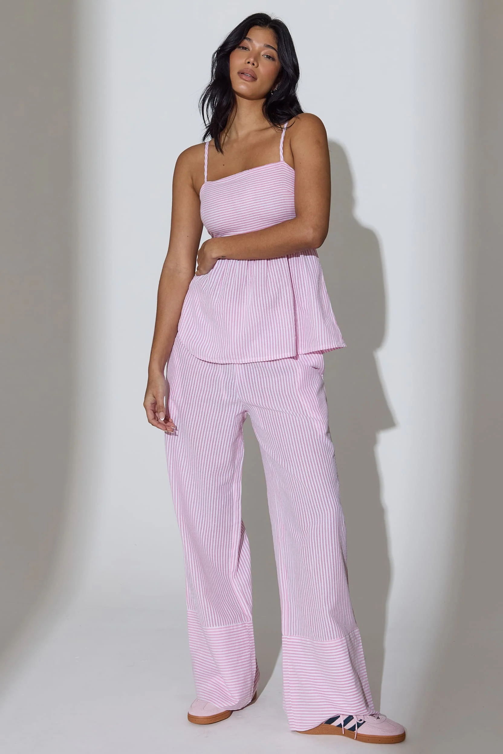 Daisy Striped Peplum Top in Pink - Image 4