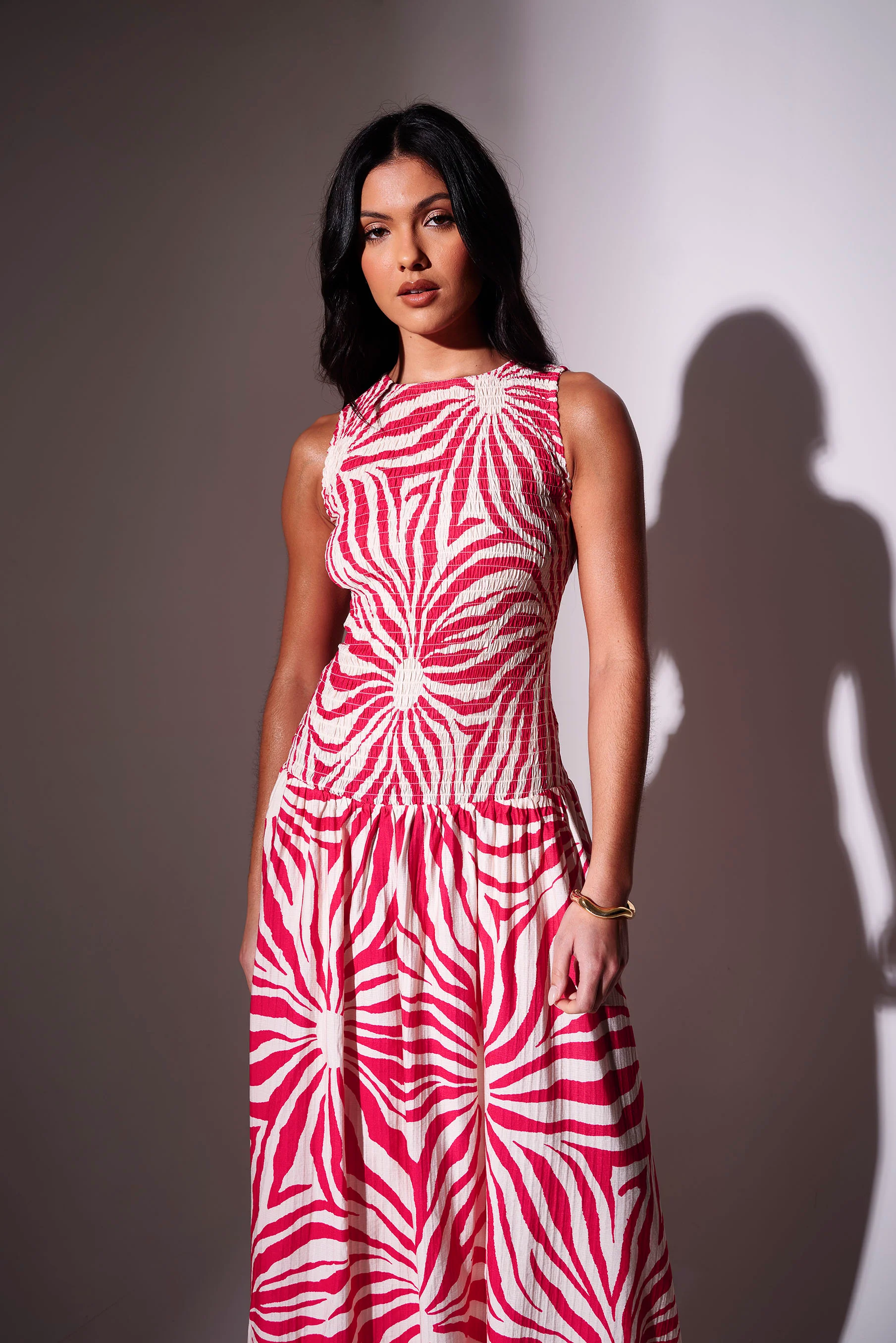 Aura Textured Sleeveless Maxi Dress in Pink - Image 3