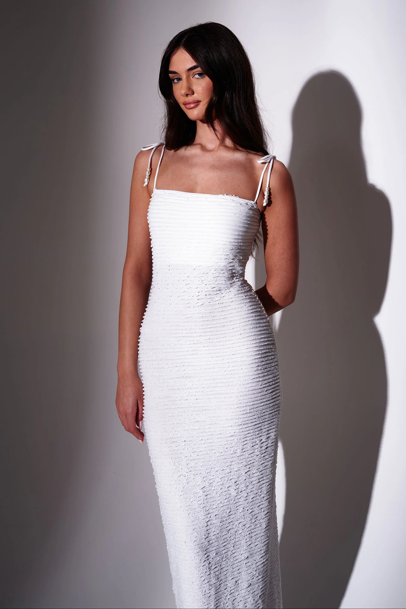 Eleanor Frilly Maxi Dress in White - Image 2