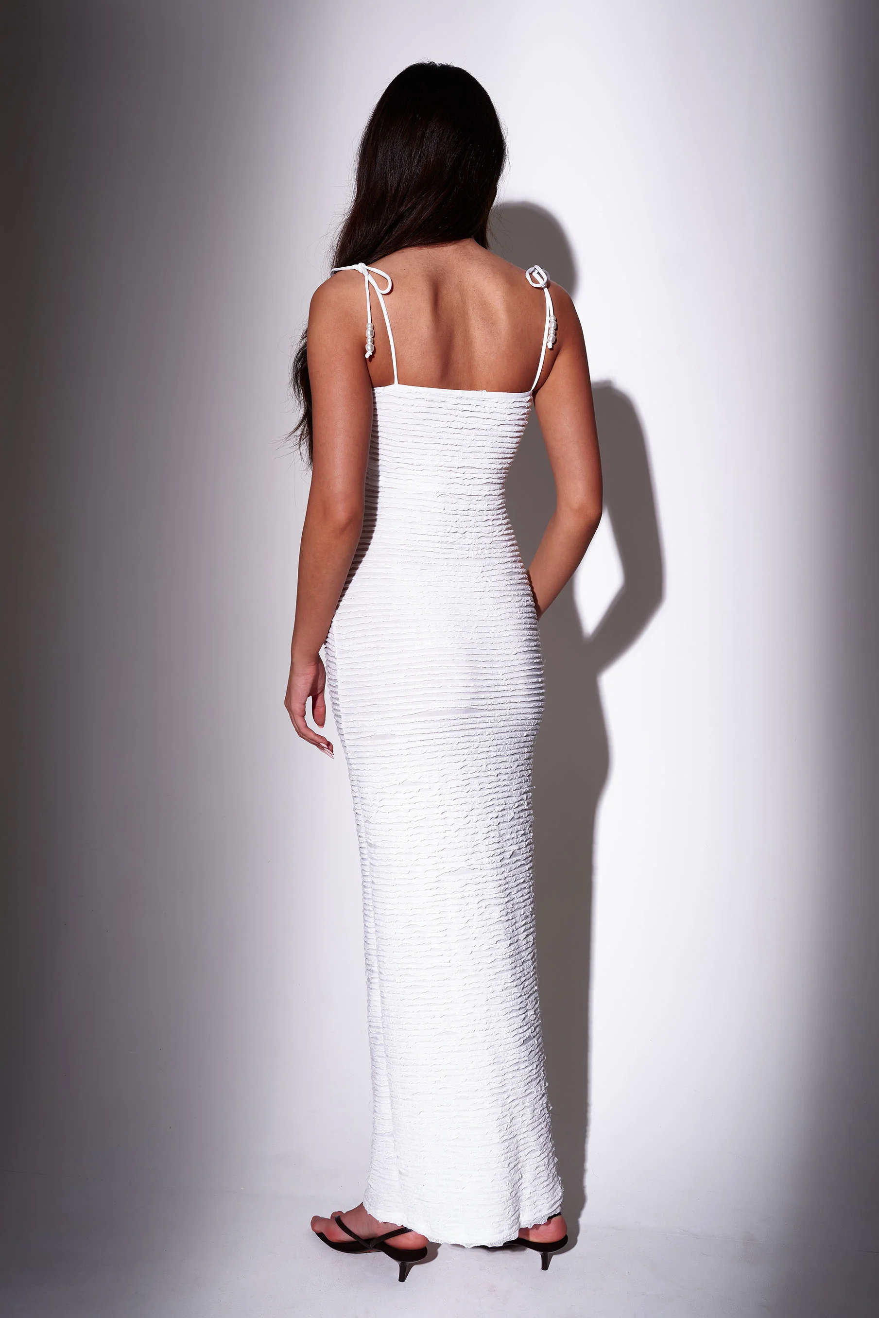 Eleanor Frilly Maxi Dress in White - Image 4