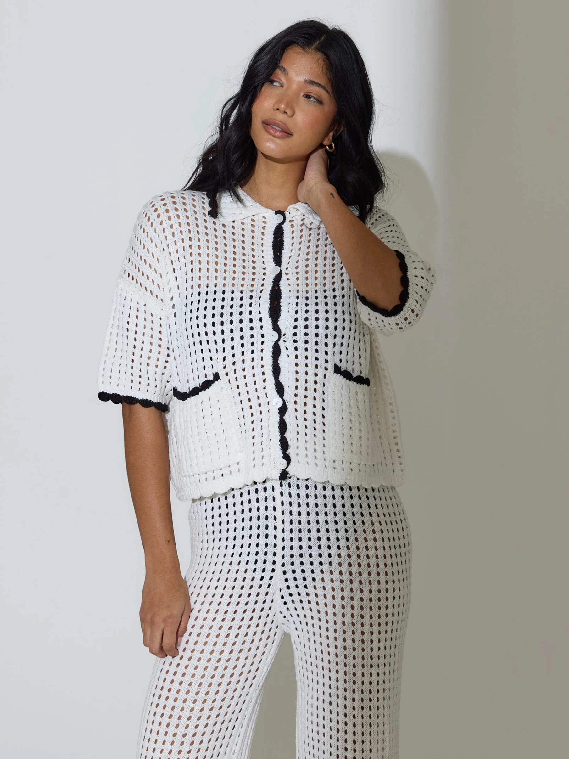 Getaway Knitted Short Sleeve Shirt in White - Image 4