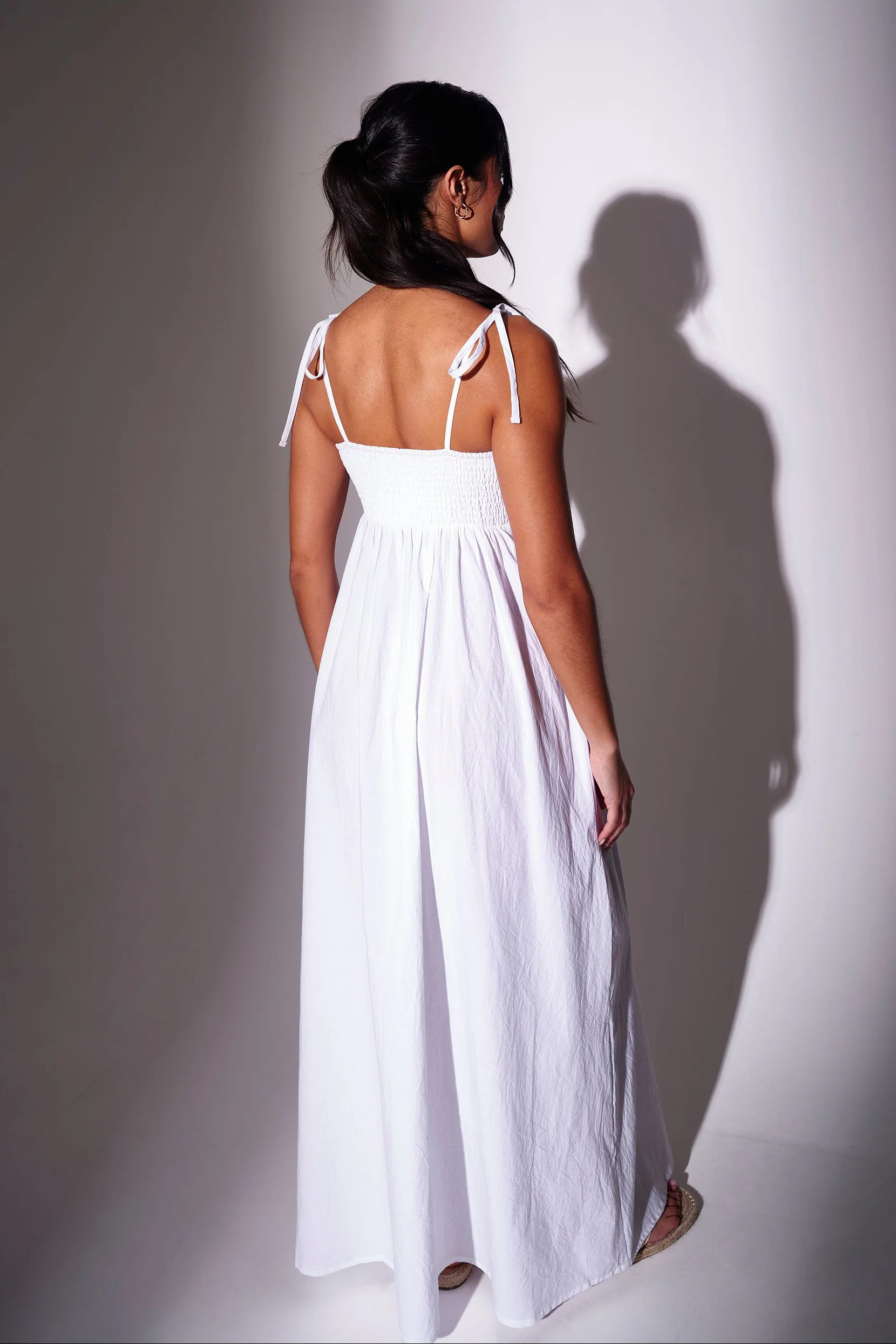 Maya Tie Shoulder Maxi Dress in White - Image 4