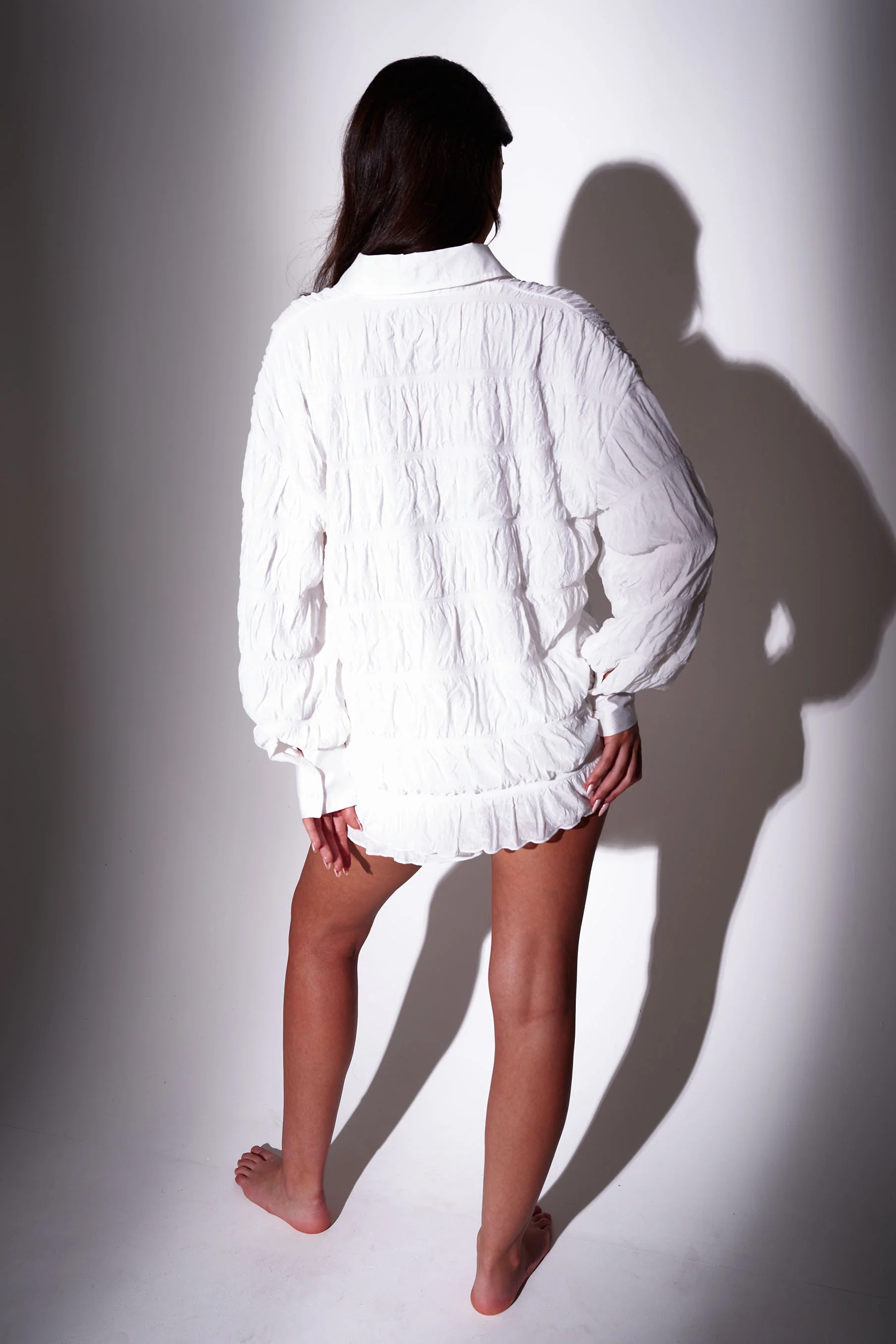 Kayleigh Ruched Shirt in White - Image 4