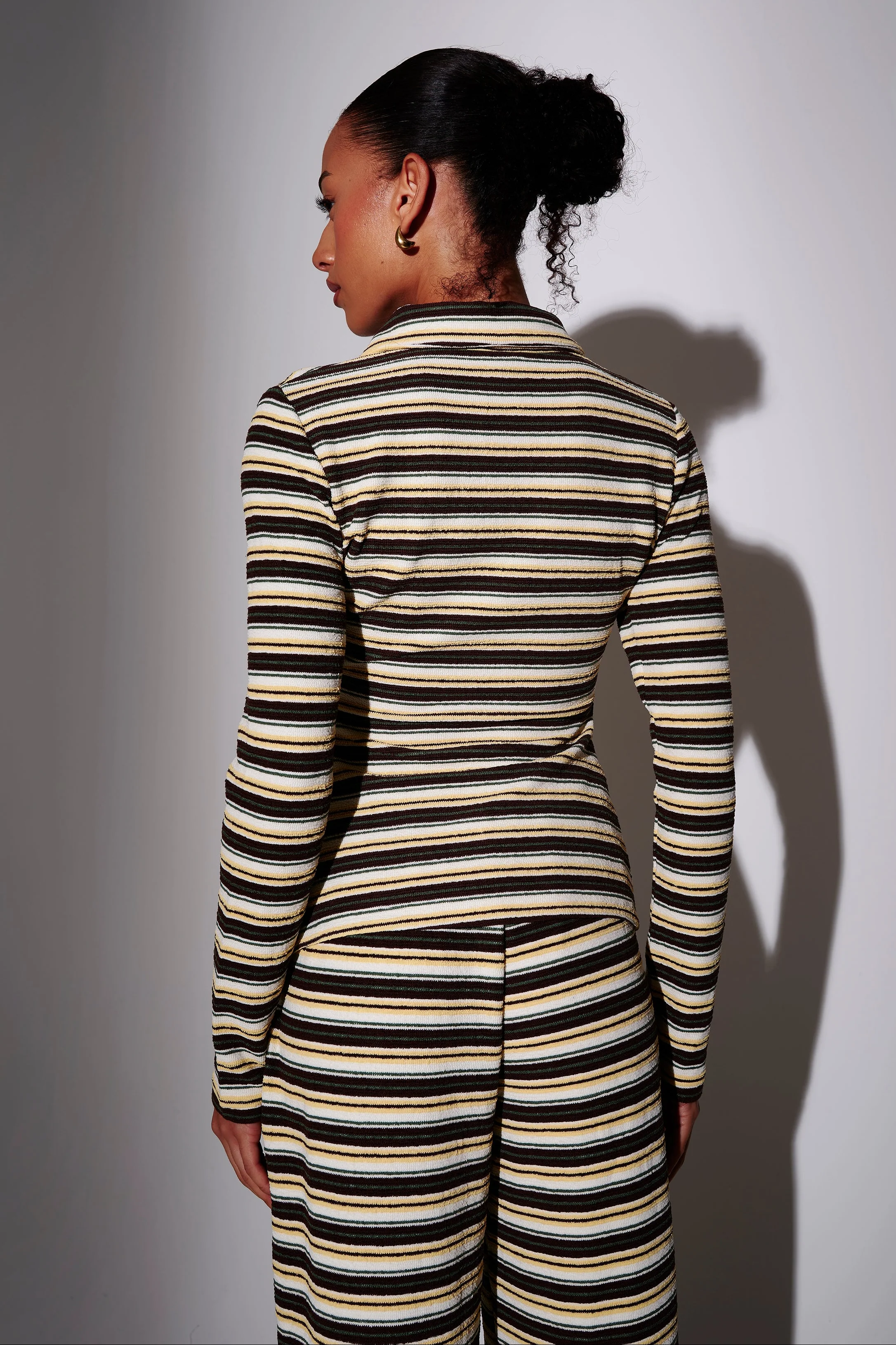 Nova Zip-Up Towelling Shirt in stripe - Image 3