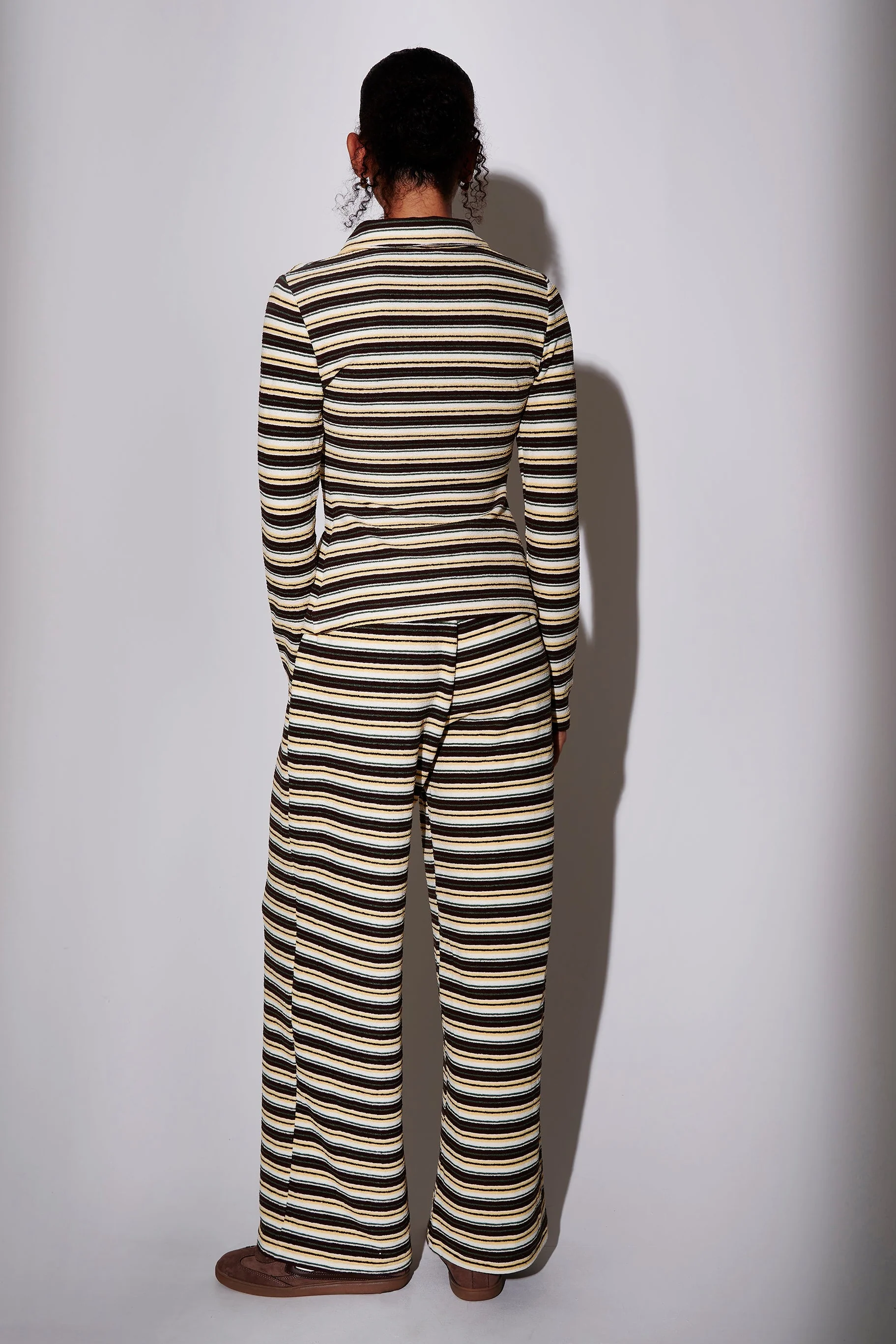 Nova Zip-Up Towelling Shirt in stripe - Image 4