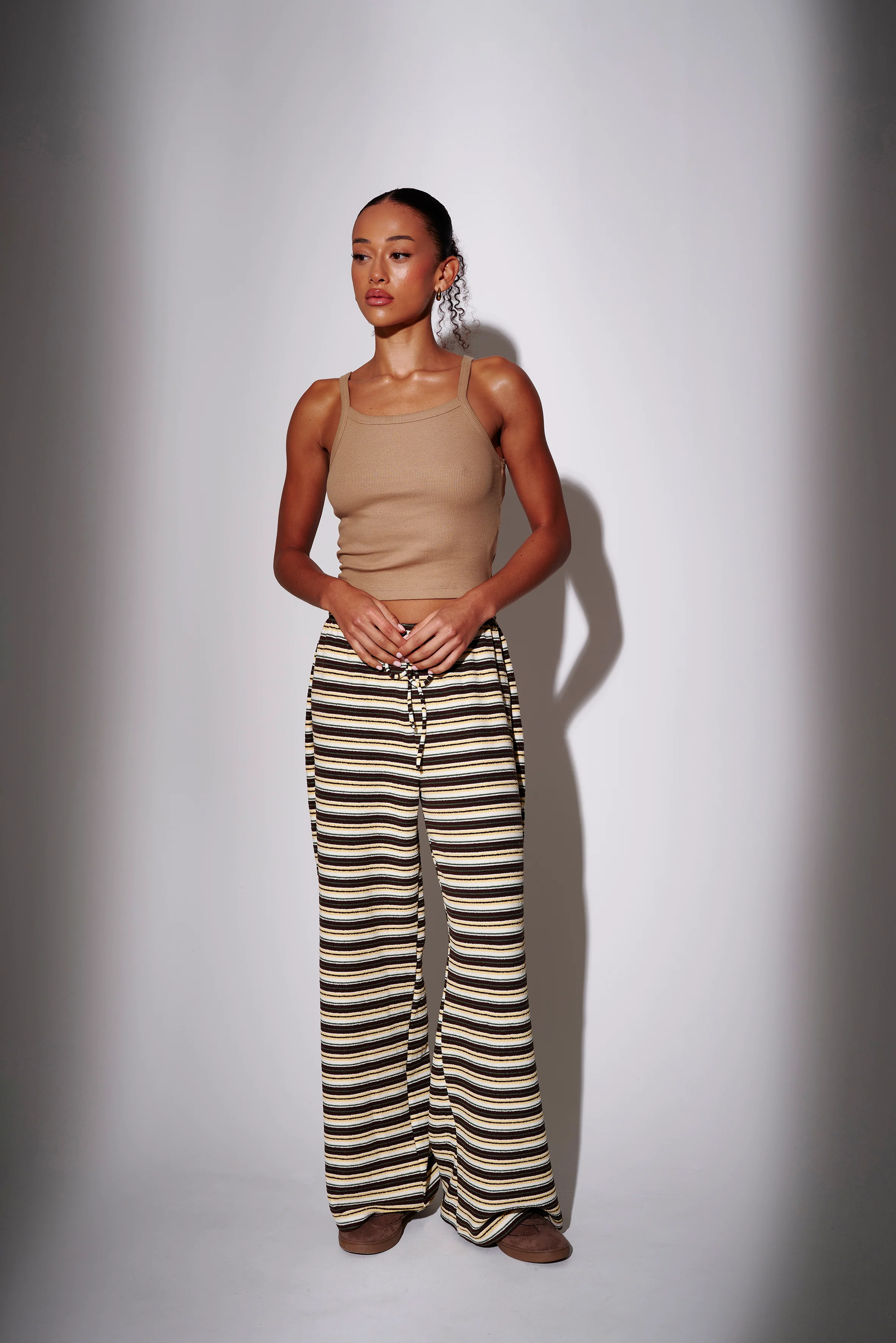 Laze Towelling Trousers in Stripe - Image 3